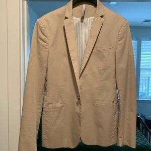 Zara Mens Khaki Blazer Size 38R Slim Fit